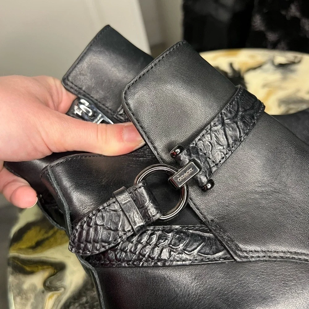 Coach Paulina Leather Boot Snakeskin Embossed